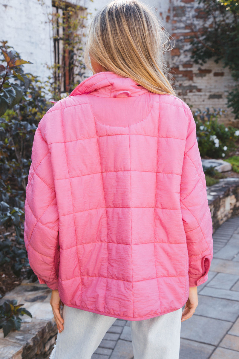 Strawberry Skies Packable Puffer Jacket, Rose