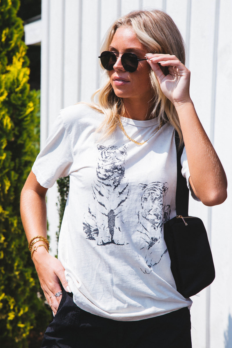 Tigers Boyfriend Graphic Tee, Off White