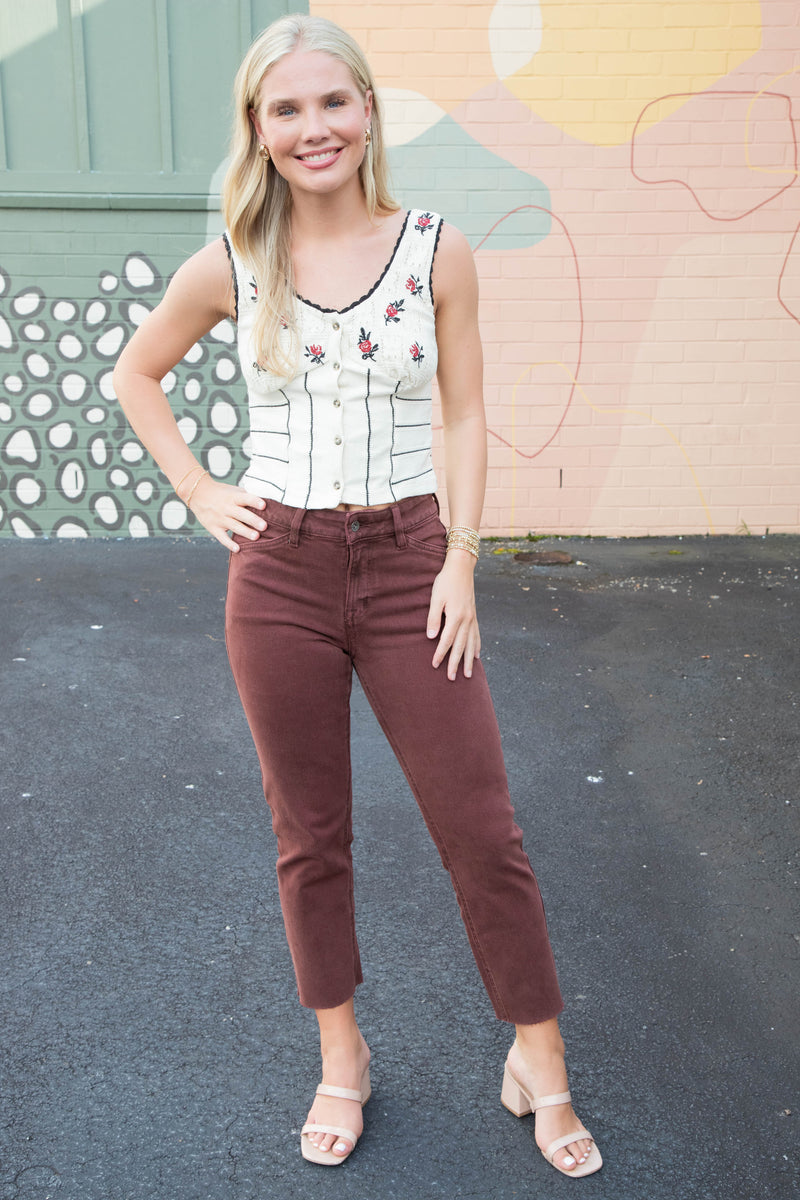 Rose Bud Knit Top, Ivory Combo | Free People