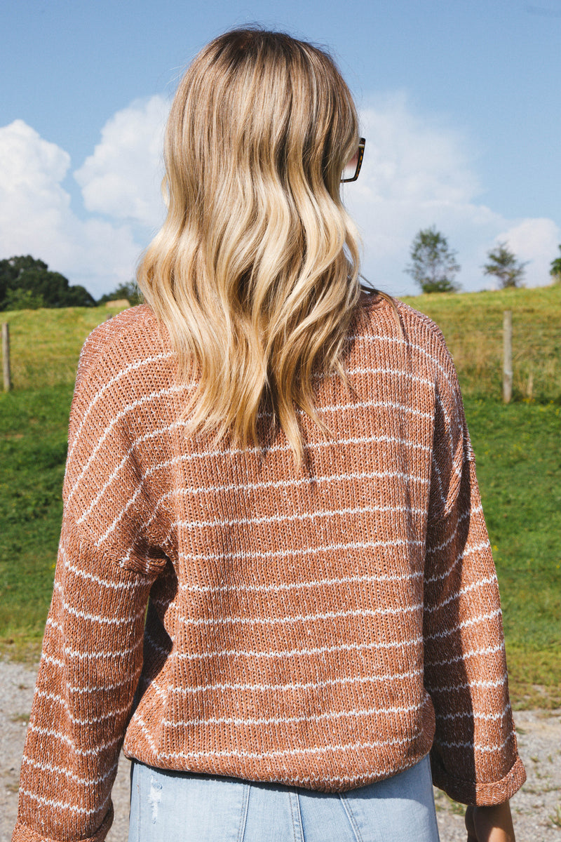 Brooklyn Striped Knit Sweater, Sienna