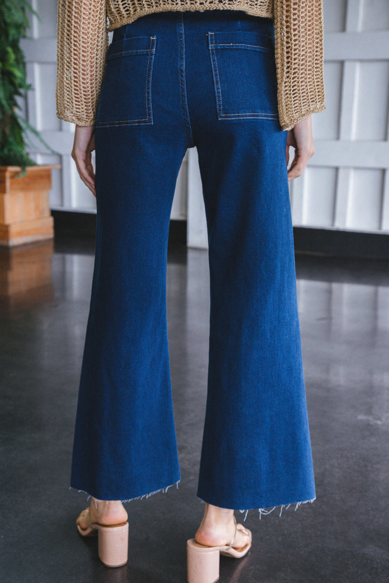 Aria High Rise Wide Leg Pants, Dark Denim