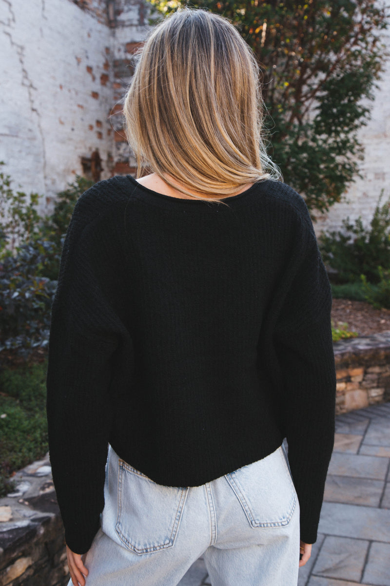 Corsica Crop Sweater, Black