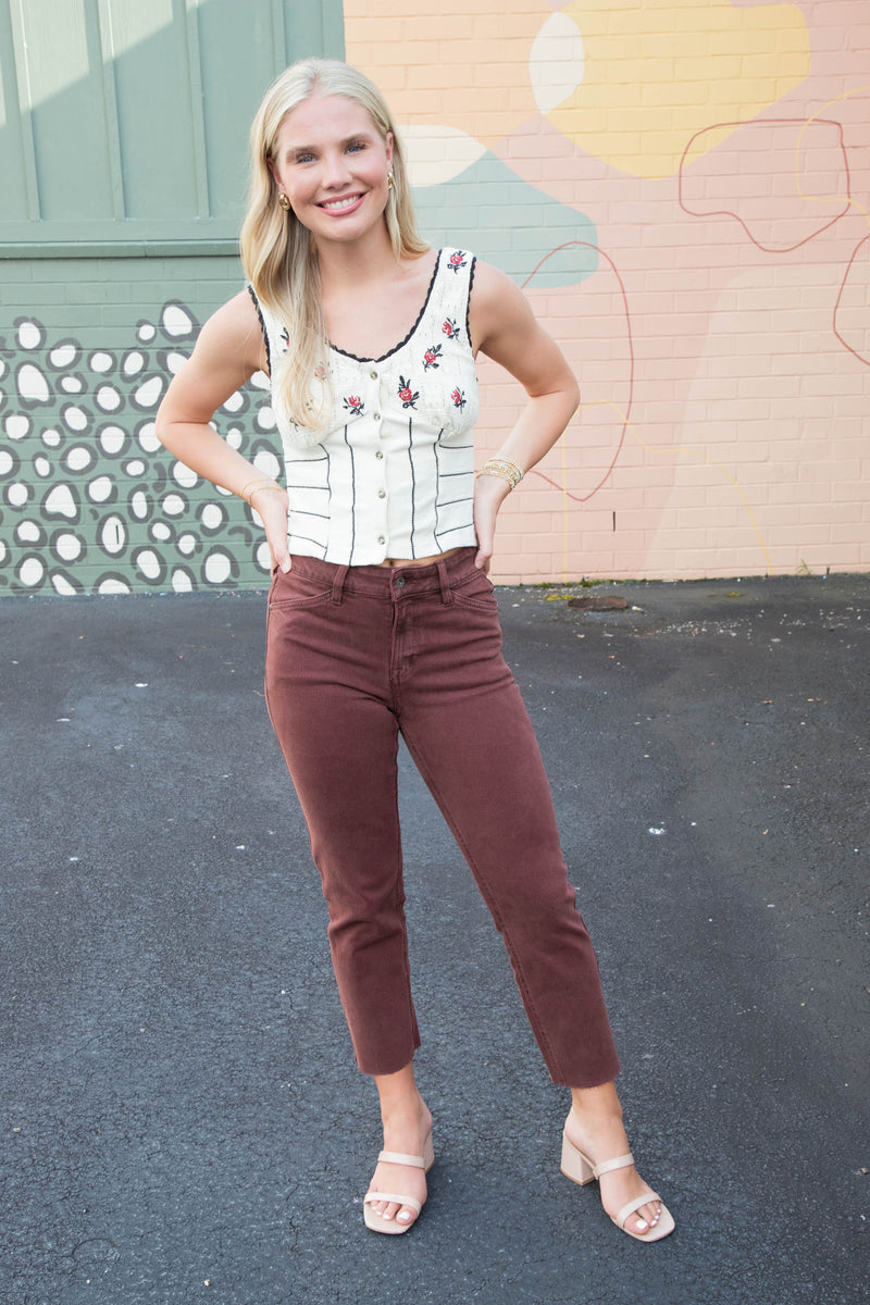 Rose Bud Knit Top, Ivory Combo | Free People