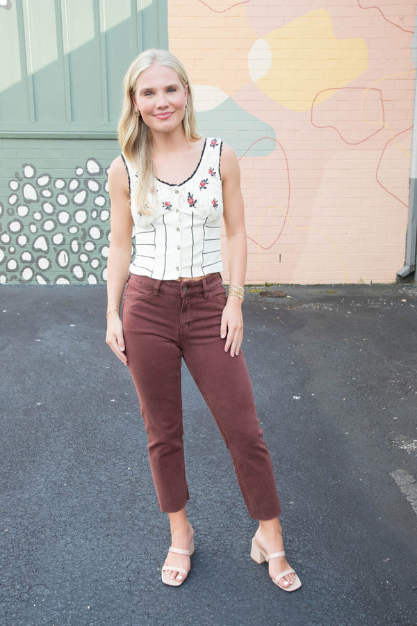Rose Bud Knit Top, Ivory Combo | Free People