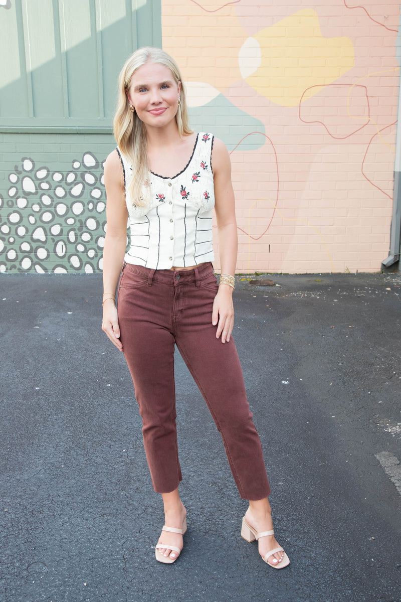 Rose Bud Knit Top, Ivory Combo | Free People