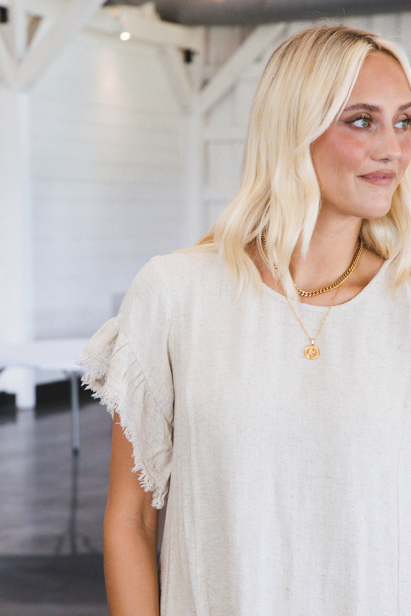 Sahara Linen Dress, Oatmeal