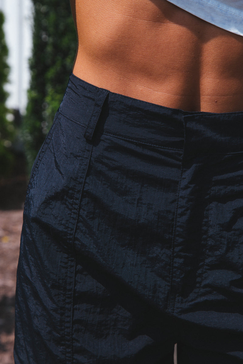 Zelly Nylon Parachute Cargo Pants, Black