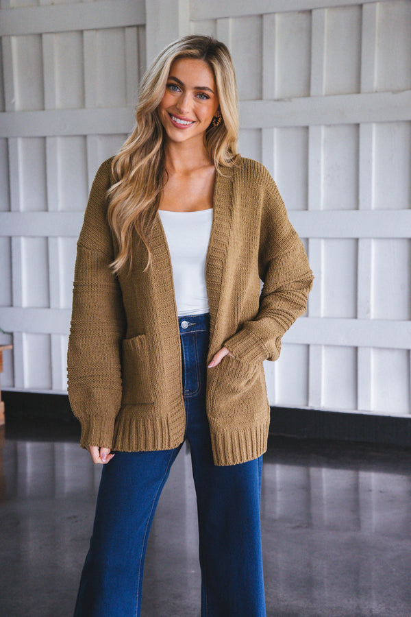 Oaklyn Chunky Sweater Cardigan, Olive