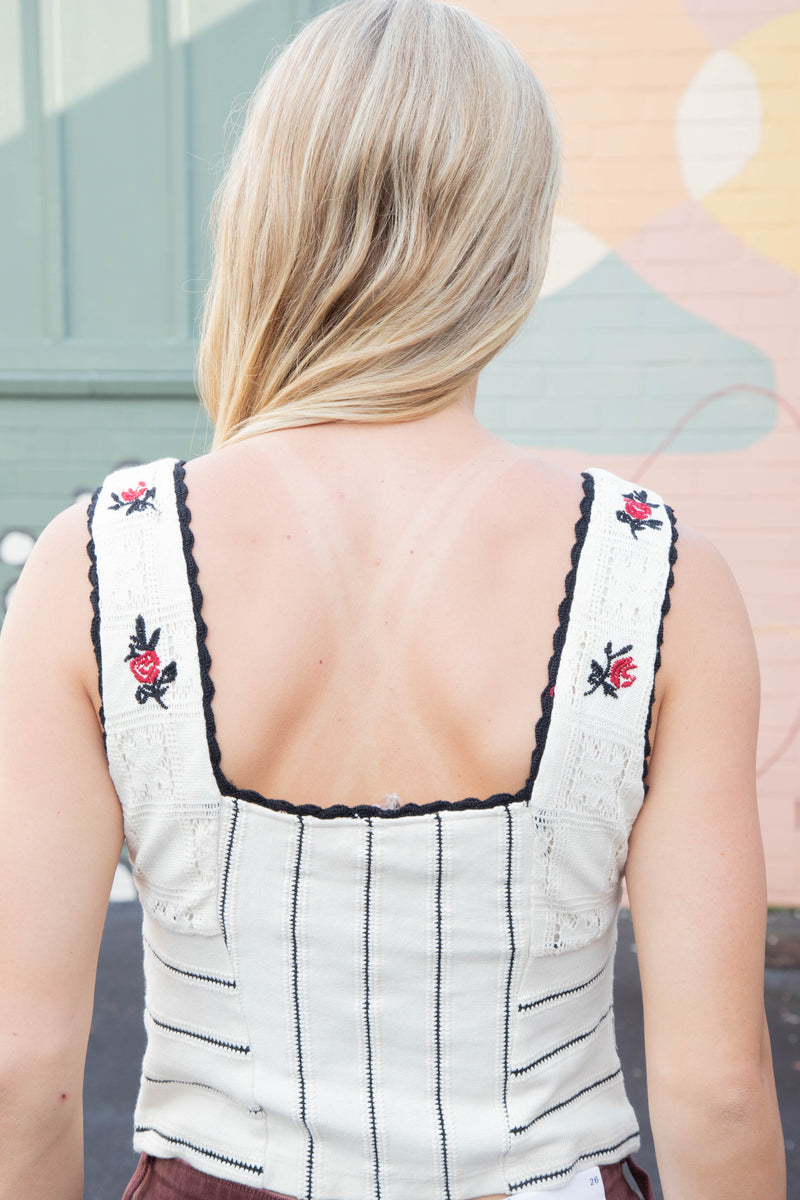 Rose Bud Knit Top, Ivory Combo | Free People