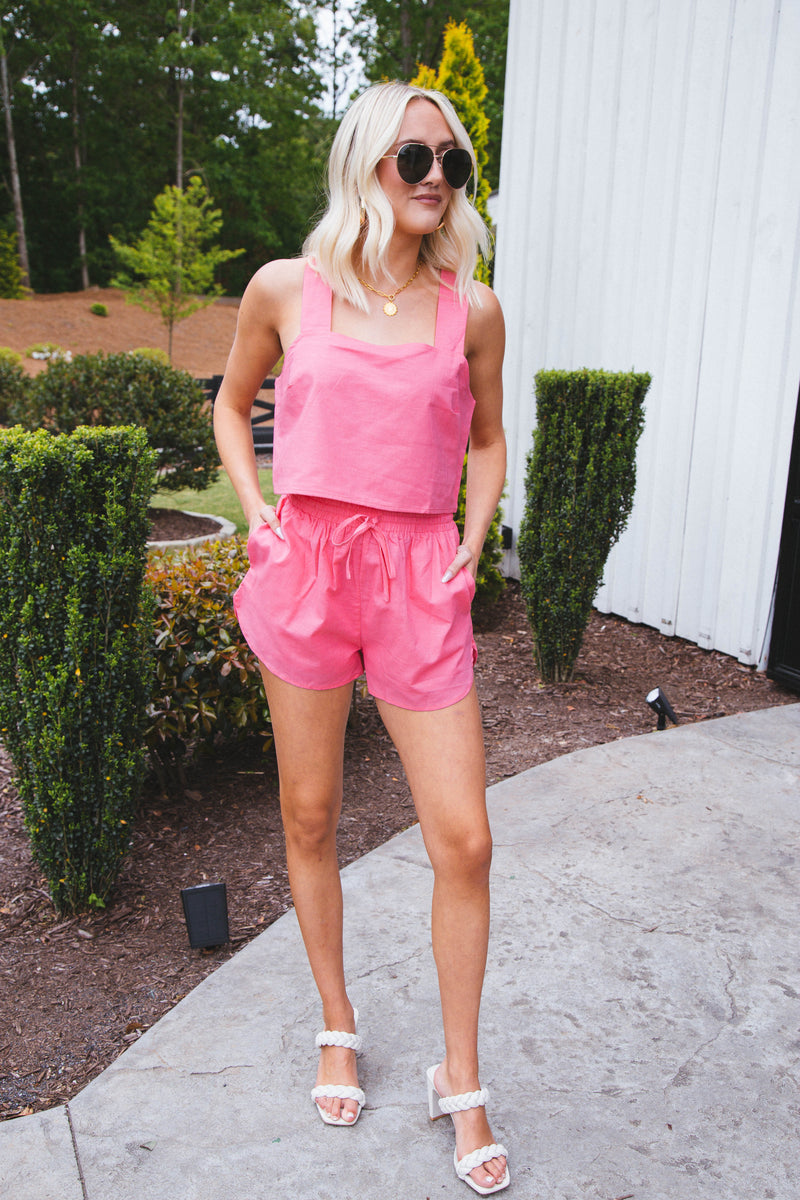 Nova Linen Shorts, Pink Lemonade | Buddy Love