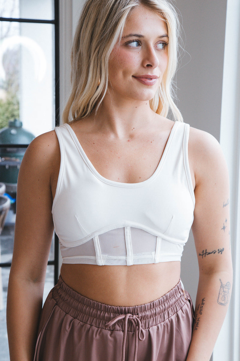 Callie Bustier Active Top, Off White