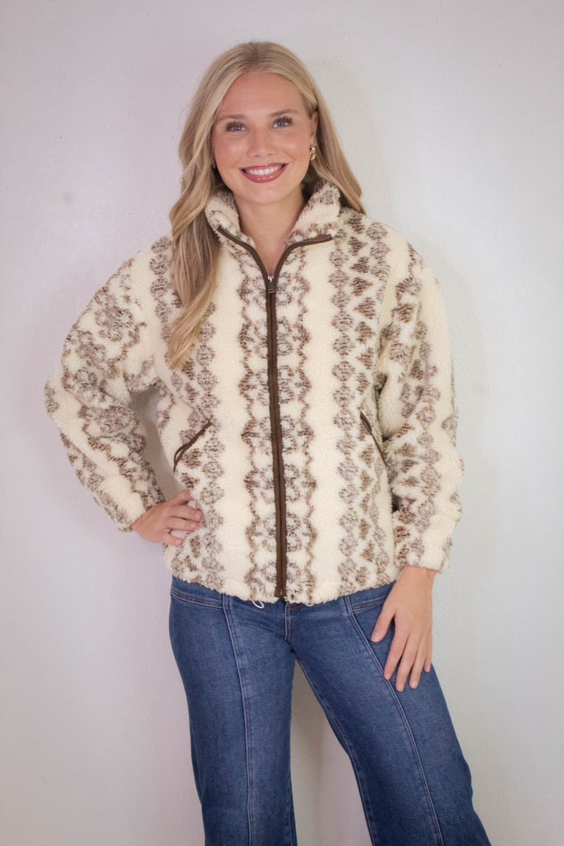 Whistler Sherpa Zip Front Jacket, Brown | RD Style