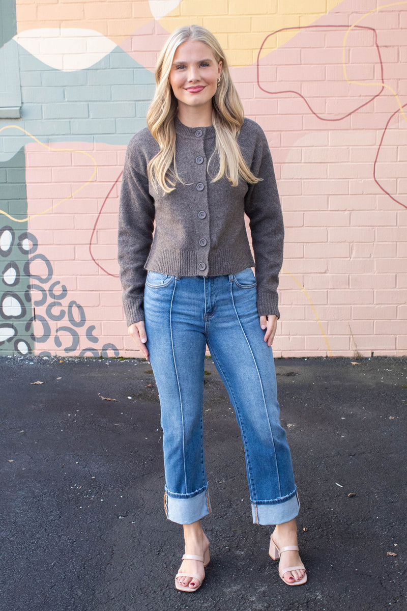 Melba Straight Wide Cuffed Jeans, Medium