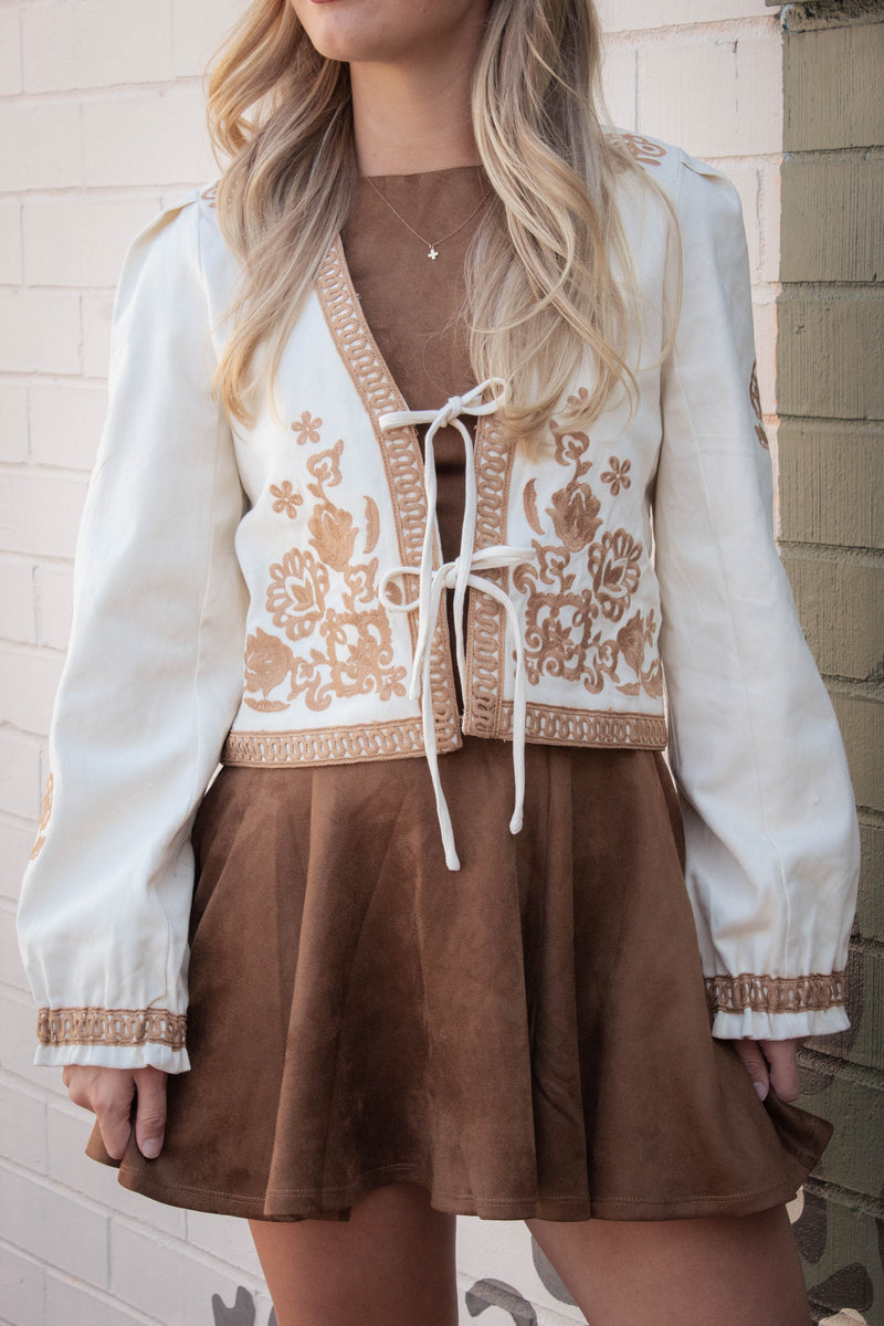 Indi Faux Suede Flare Dress, Camel Brown