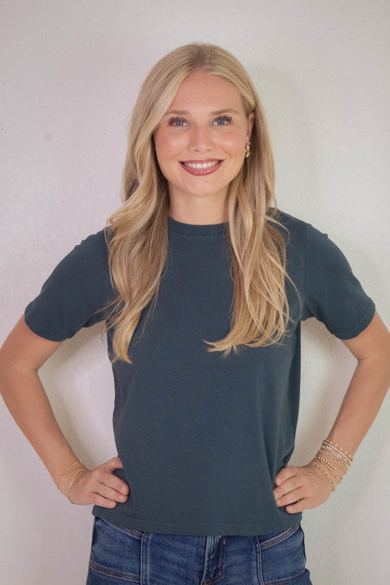 Adalynn Classic Boxy Fit Tee, Midnight Navy