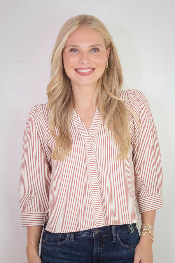 Hazel Striped Blouse, Rust