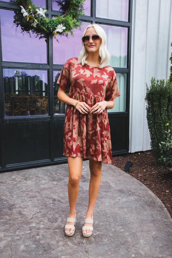 Autumn Memories Mini Dress, Brick