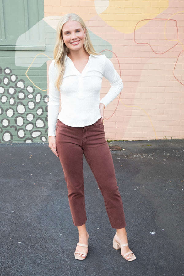 Evelyn Textured Top, Chalk | Sanctuary