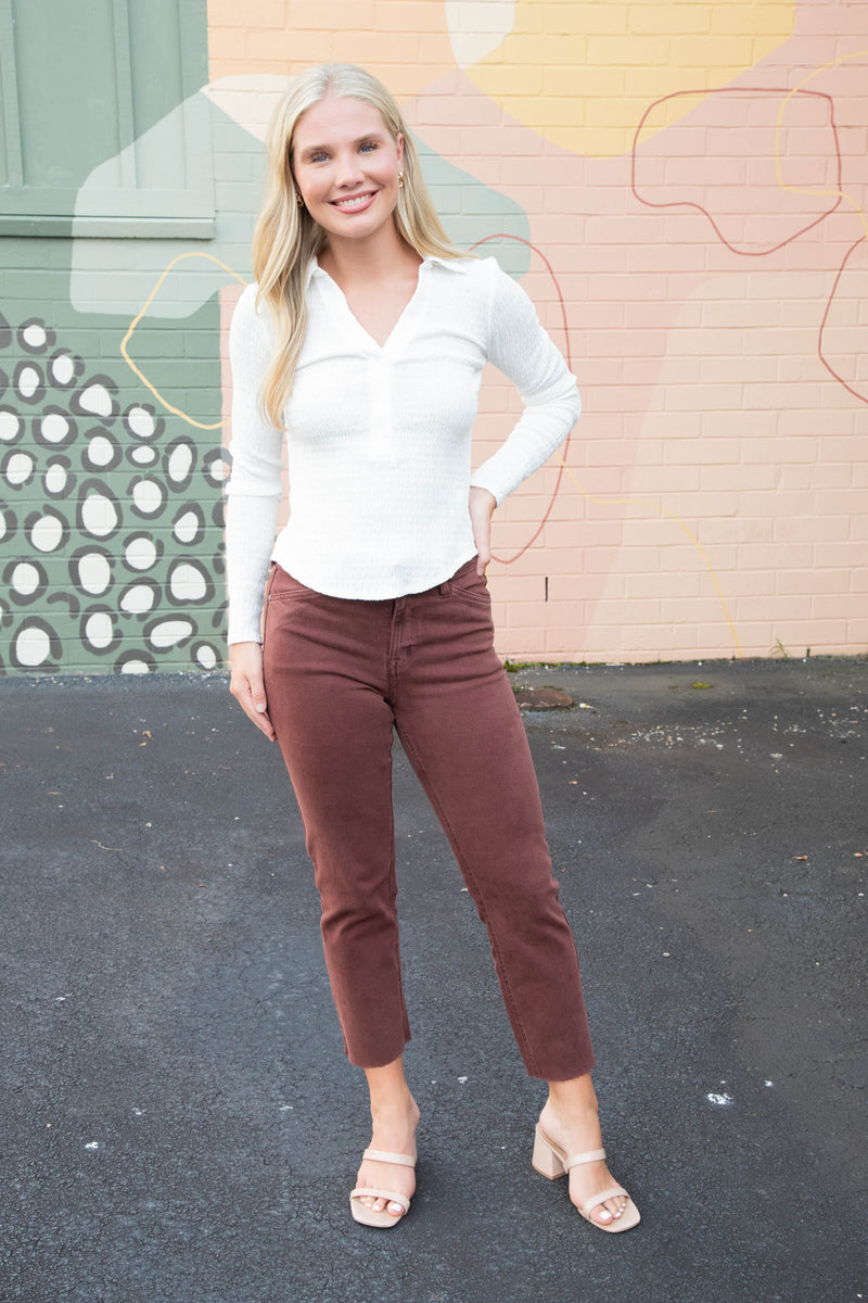Evelyn Textured Top, Chalk | Sanctuary