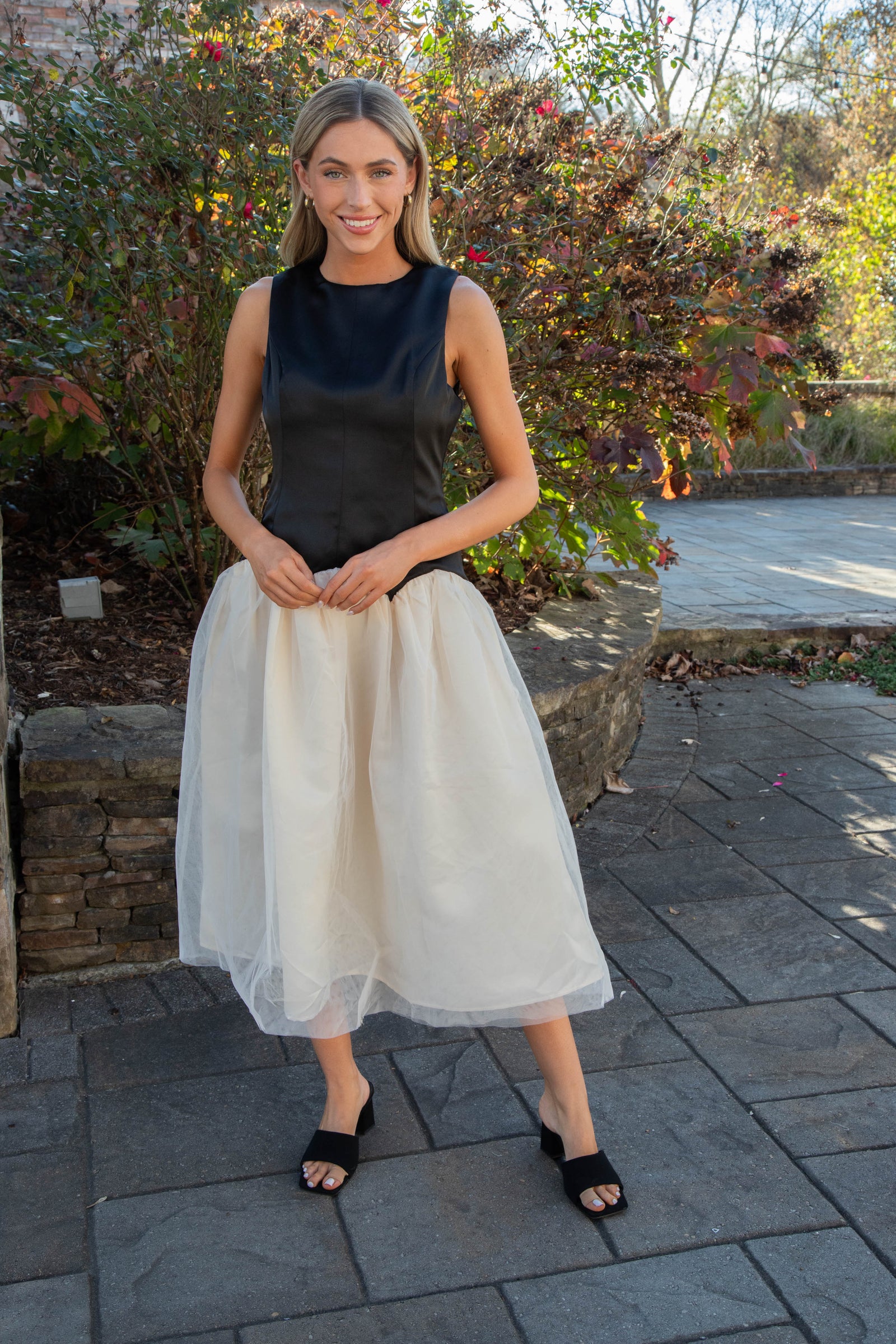 low waist midi dress Drop Waist Smocked Midi Dress