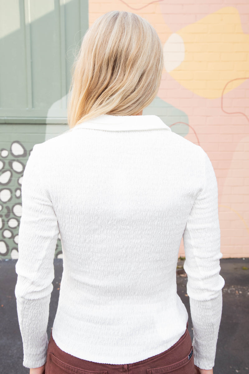 Evelyn Textured Top, Chalk | Sanctuary