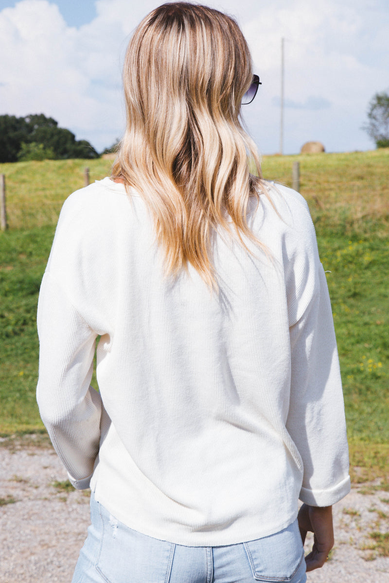 Carsen Rough Hem Knit Top, Ivory