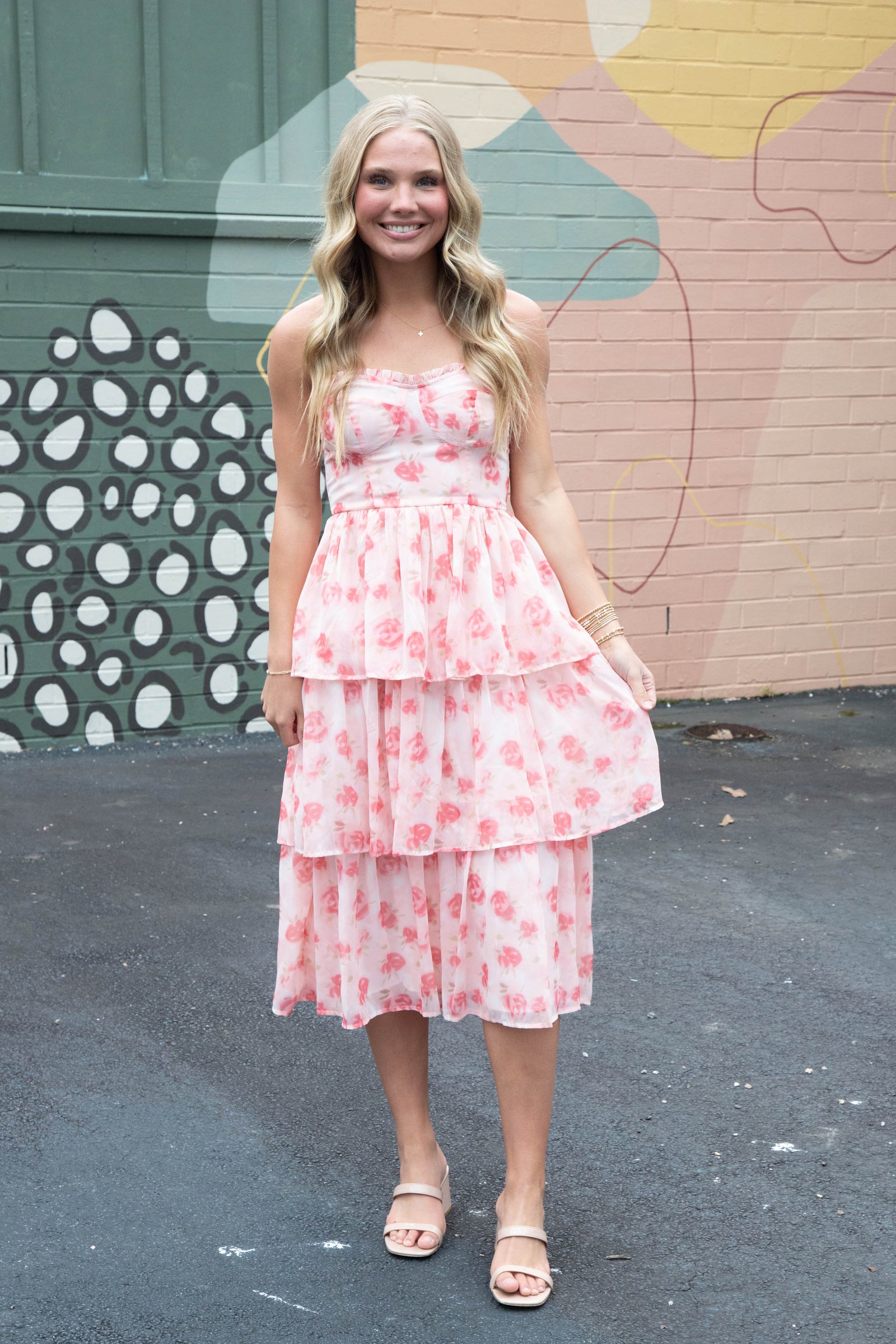Scottie Tiered Ruffle Dress, Pink Floral – North & Main Clothing Company Scottie Tiered Ruffle Dress, Pink Floral – North & Main Clothing Company
