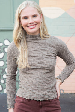 Hope Textured Crinkle Knit Top, Mushroom