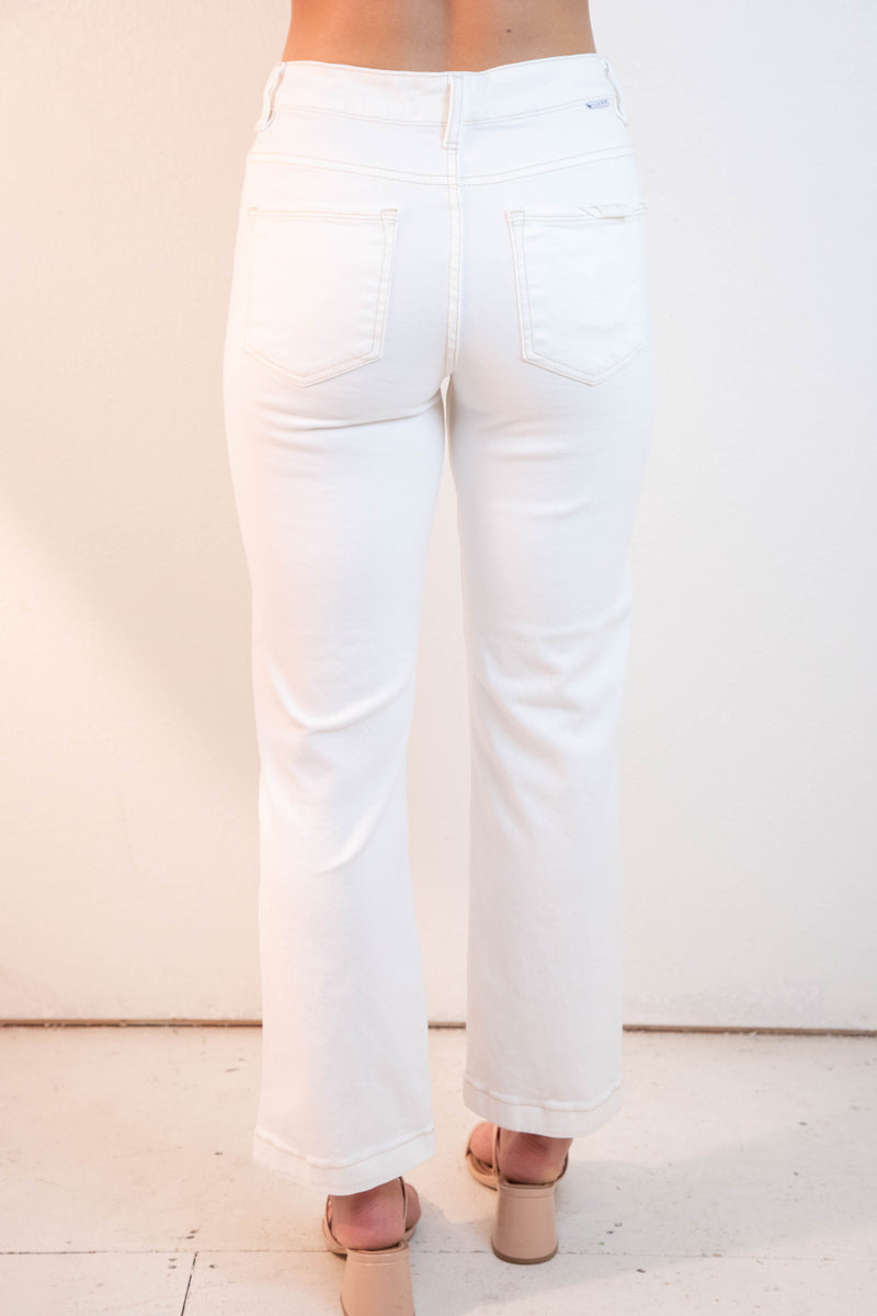 Brooklyn Tummy Control Mid Rise Jeans, Cream
