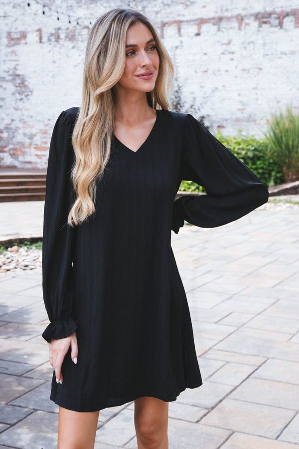 Midnight Kiss Woven Dress, Black