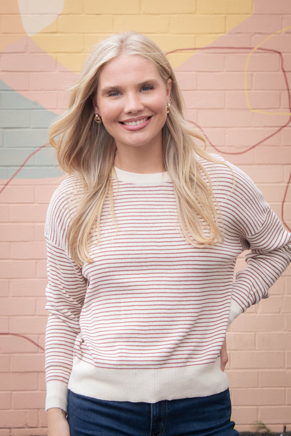 Ophelia Lightweight Striped Sweater, Sienna