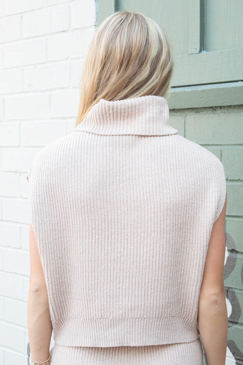 Crosby Ribbed Turtleneck Vest, Cream | Sadie & Sage