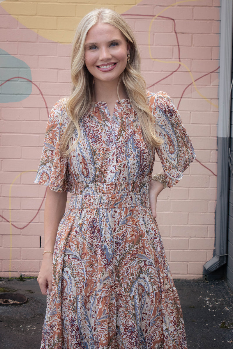 Valerie Half Flutter Sleeve Maxi Dress, Cinnamon