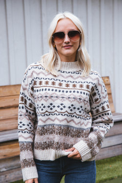 Fayth Fairisle Sweater, Beige