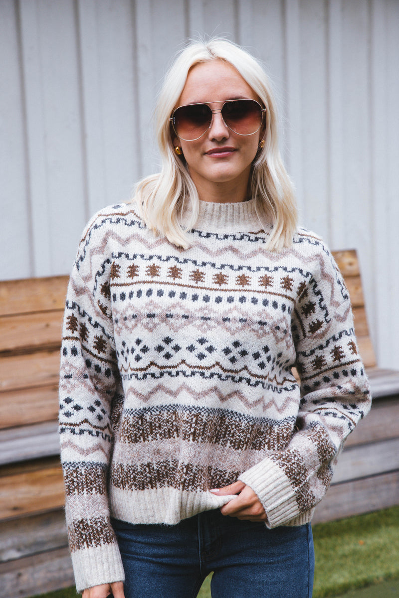 Fayth Fairisle Sweater, Beige
