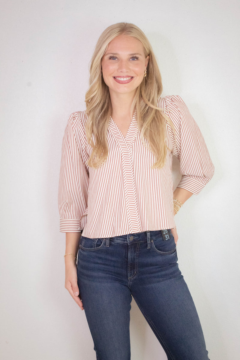 Hazel Striped Blouse, Rust