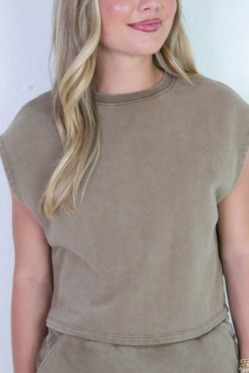 Little Games Terry Knit Top, Washed Taupe | Sadie & Sage