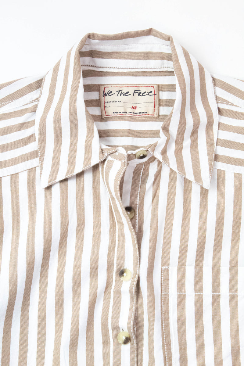 Bailey Stripe Ruffle Hem Shirt, Neutral Combo | Free People