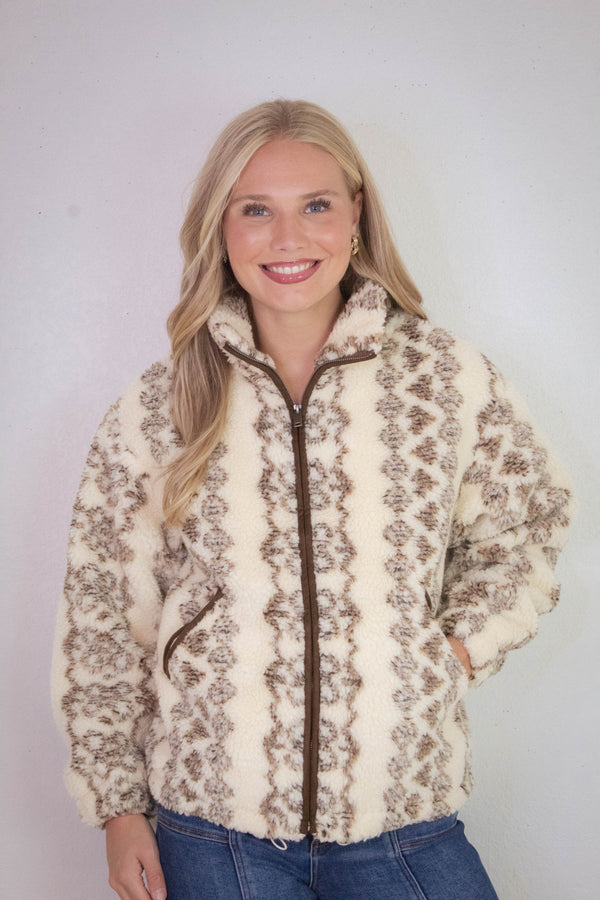 Whistler Sherpa Zip Front Jacket, Brown | RD Style