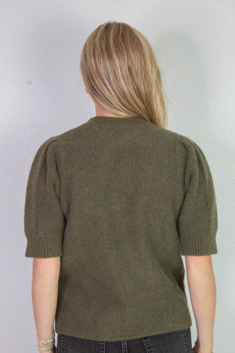 Melanie High Round Neck Sweater, Olive