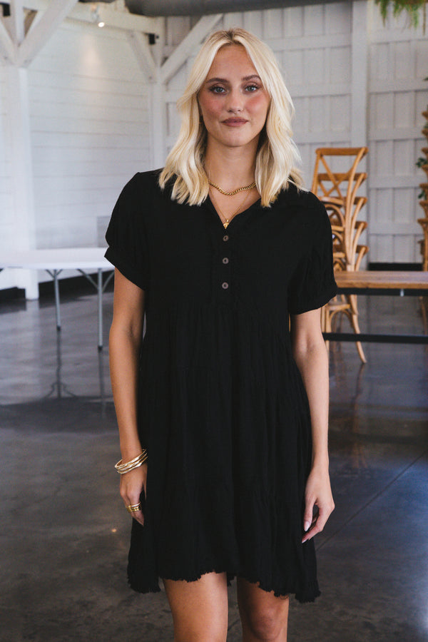 Jasmine Tiered Dress, Black
