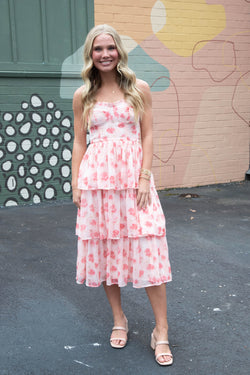 Scottie Tiered Ruffle Dress, Pink Floral M / Pink Floral Scottie Tiered Ruffle Dress, Pink Floral M / Pink Floral