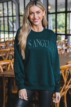 Los Angeles Embroidered Sweatshirt, Hunter Green