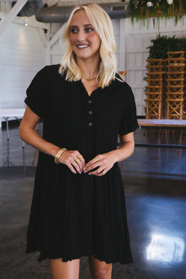 Jasmine Tiered Dress, Black