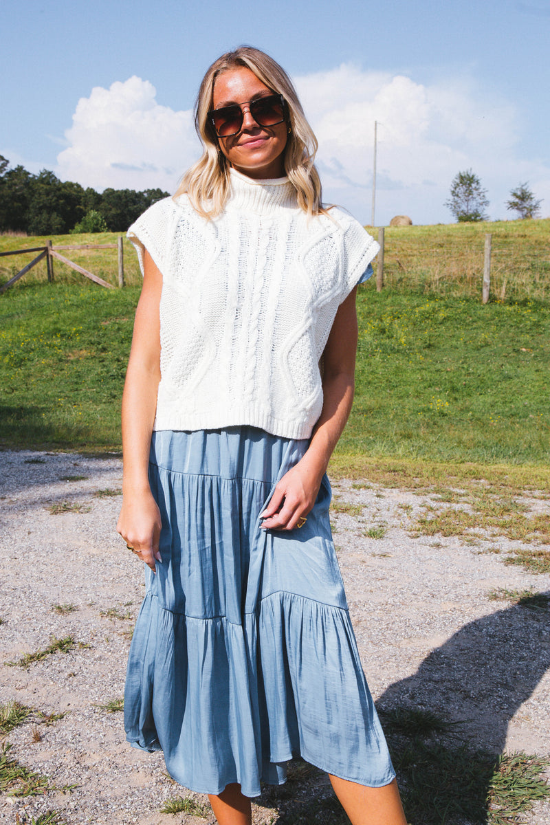 High Tide Tiered Midi Dress, Light Teal