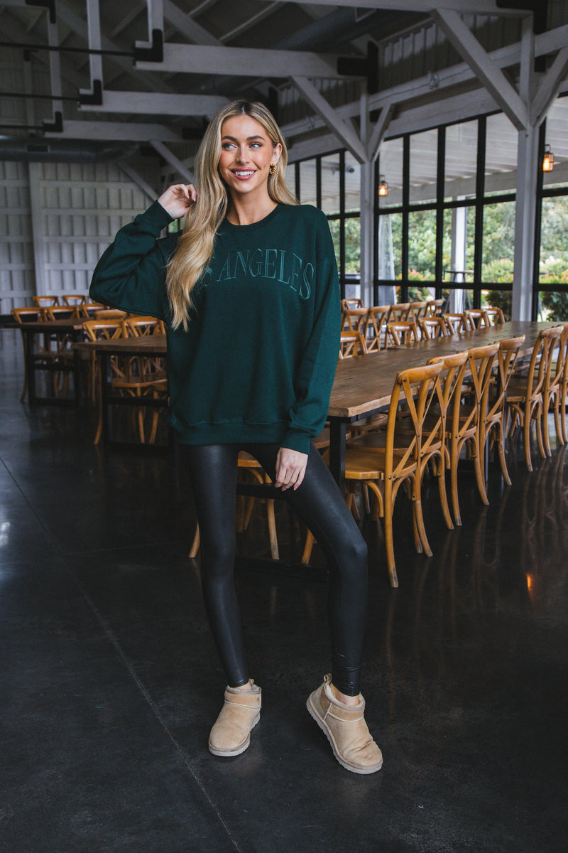 Los Angeles Embroidered Sweatshirt, Hunter Green