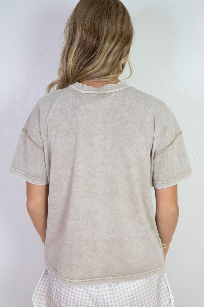 Emory Washed Good Vibes Tee, Mocha