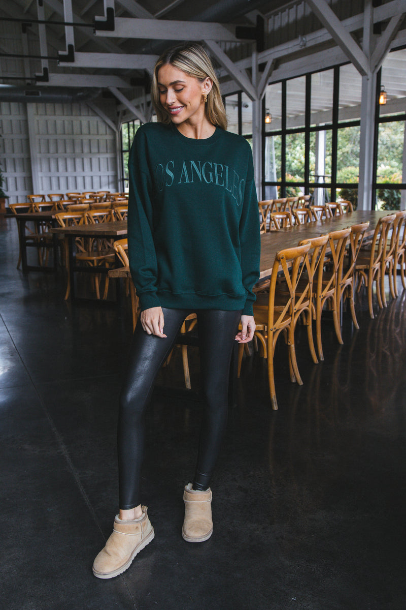 Los Angeles Embroidered Sweatshirt, Hunter Green