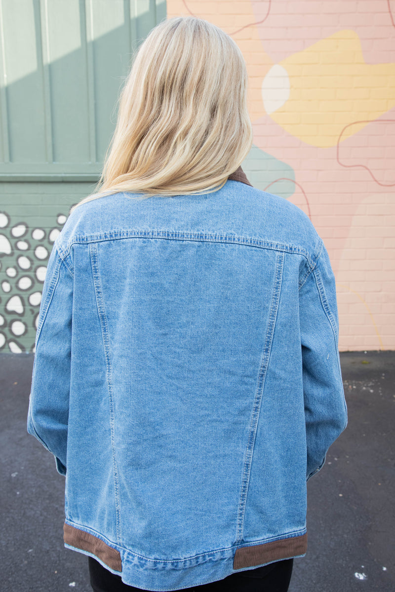 Lois Corduroy Collar Denim Jacket, Denim