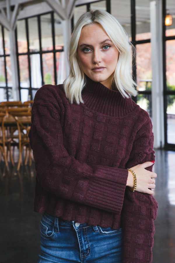 Soul Searcher Mock Neck Sweater, Wine Heather | Free People